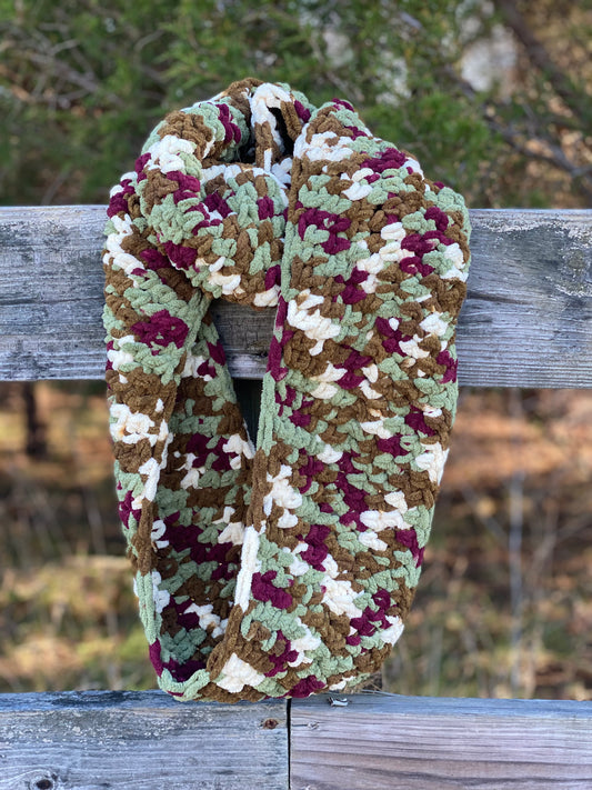 Handmade chenille style infinity scarf - plum fields