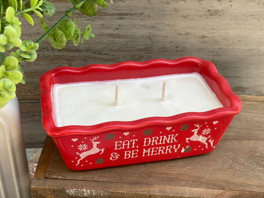 Eat, drink cake pan candle