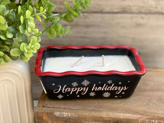 Christmas hearth cake pan candle