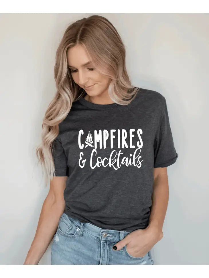 Campfires and Cocktails- Camping T-Shirt