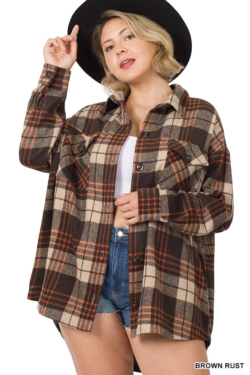 OVERSIZED PLAID SHACKET WITH POCKETS