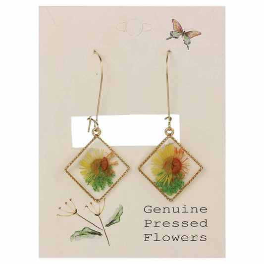 Sunflower Gold Dried Flower Earrings