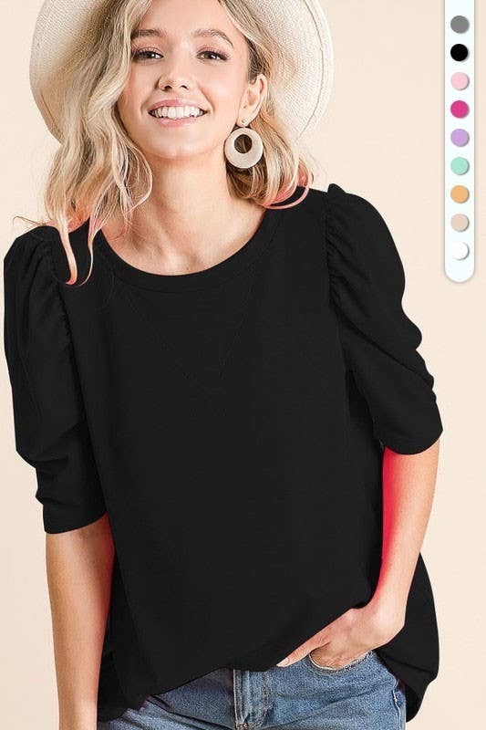 Puffy Sleeve French Terry Top