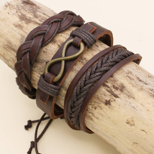 Infinite Faux Leather Bracelet Set