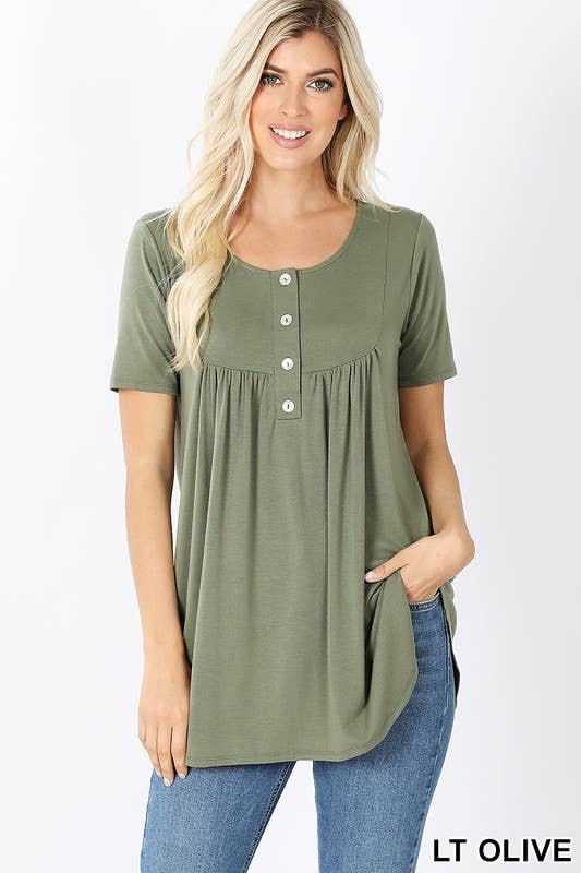 Dolphin Hem Shell Button Top