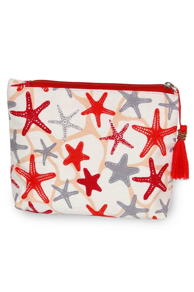 Starfish Pattern Pouch- Red